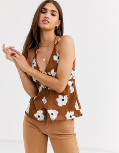 Топ с цветочным принтом и V-образным вырезом Vero Moda-Мульти