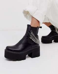 Черные ботинки челси на массивной подошве с цепочкой Lamoda-Черный