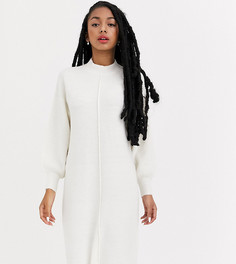 Пушистое платье миди с декоративными швами ASOS DESIGN Petite-Кремовый