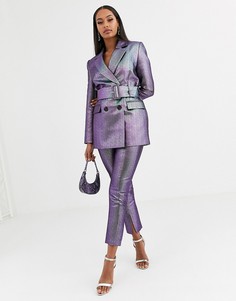 Узкие брюки с эффектом металлик ASOS DESIGN-Мульти