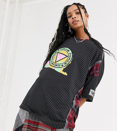 Oversize-футболка в полоску с клетчатыми вставками DB Berdan-Черный