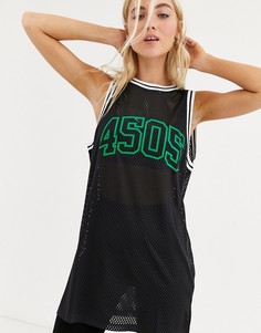 Удлиненная баскетбольная майка ASOS 4505-Черный