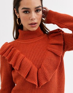 Джемпер крупной вязки с оборками Glamorous-Оранжевый