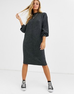 Пушистое платье миди ASOS DESIGN-Серый