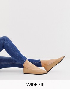 Бежевые балетки для широкой стопы ASOS DESIGN Levels-Бежевый
