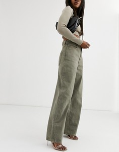 Джинсы цвета хаки с завышенной талией ASOS DESIGN-Зеленый