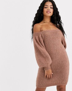 Платье мини с открытыми плечами ASOS DESIGN-Розовый