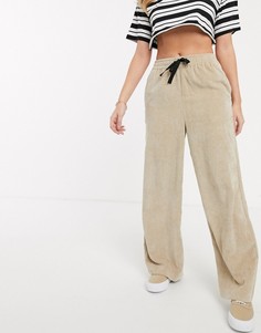 Вельветовые брюки без застежек ASOS DESIGN-Светло-бежевый