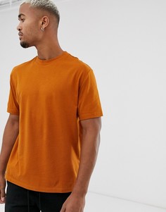 Оранжевая свободная футболка из органического материала с круглым вырезом ASOS DESIGN-Коричневый