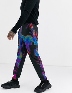 Суженные книзу брюки карго с принтом ASOS DESIGN-Черный