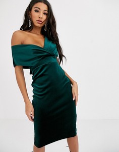 Бархатное платье-футляр миди ASOS DESIGN-Зеленый