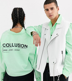Короткая зеленая рубашка в стиле унисекс COLLUSION-Зеленый