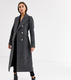 Двубортное пальто с поясом Glamorous Tall-Серый