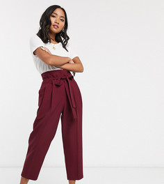 Суженные книзу укороченные брюки с завязкой на талии ASOS DESIGN Petite-Красный