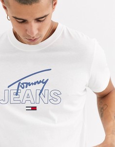Белая футболка с логотипом на груди Tommy Jeans-Белый