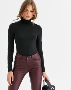 Черный трикотажный топ с высоким воротом Vero Moda