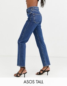 Прямые эластичные джинсы слим с завышенной талией ASOS DESIGN Tall-Синий