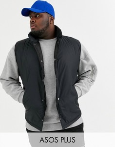 Черный дутый жилет ASOS DESIGN Plus