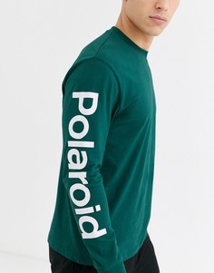 Свободный лонгслив с принтом ASOS DESIGN Polaroid-Зеленый