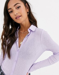 Сиреневая сетчатая рубашка на пуговицах ASOS DESIGN-Фиолетовый