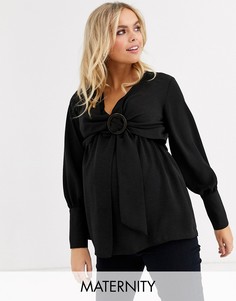 Черная блузка с поясом Topshop Maternity-Черный