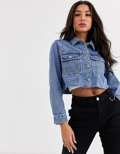Синяя джинсовая короткая куртка ASOS DESIGN-Синий