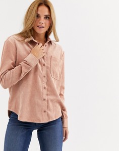 Светло-розовая вельветовая рубашка Miss Selfridge-Розовый