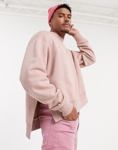 Розовый oversize-свитшот с высокими разрезами по бокам ASOS DESIGN