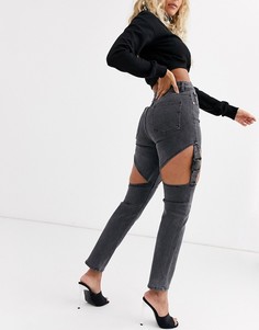 Узкие джинсы в винтажном стиле с пряжками ASOS DESIGN Farleigh-Черный