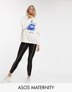 Леггинсы с кантом ASOS DESIGN Maternity-Черный