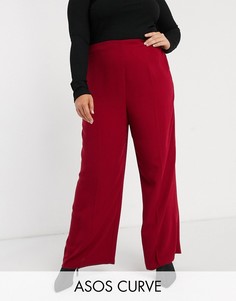 Широкие брюки с завышенной талией ASOS DESIGN Curve-Красный