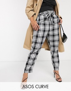 Брюки с полосками в клетку и поясом ASOS DESIGN Curve-Мульти