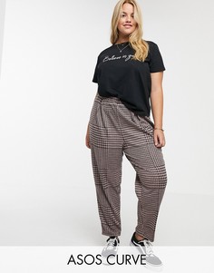 Жаккардовые брюки-галифе в клетку ASOS DESIGN Curve-Мульти