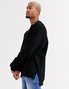 Черный oversize-свитшот с удлиненным подолом ASOS DESIGN