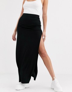 Юбка макси с разрезами до бедра по бокам ASOS DESIGN-Черный