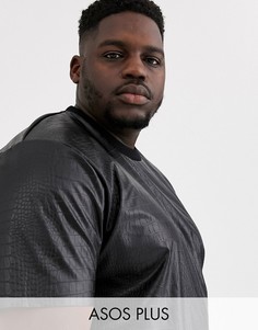 Черная свободная рубашка из искусственной кожи с крокодиловым рисунком ASOS DESIGN Plus-Черный