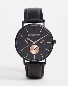 Черные часы с золотисто-розовой отделкой ASOS DESIGN-Черный