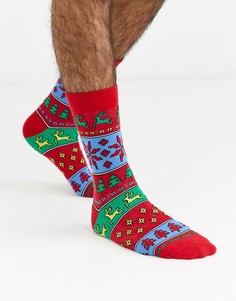 Носки с новогодним принтом Фэйр-Айл ASOS DESIGN-Красный