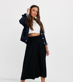 Юбка миди с карманами ASOS DESIGN Petite-Черный