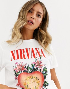 Футболка из органического хлопка с принтом \Nirvana\" ASOS DESIGN-Белый