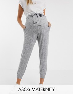 Супермягкие джоггеры с отделочными швами и поясом ASOS DESIGN Maternity-Серый