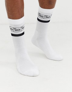 Новогодние носки с принтом \hohoho\" ASOS DESIGN-Белый