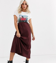Атласная юбка миди ASOS DESIGN Petite-Красный