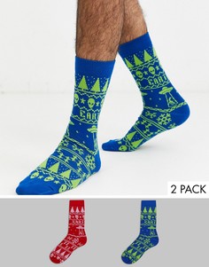 2 пары новогодних носков со скидкой ASOS DESIGN-Мульти