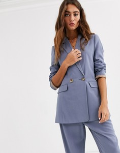 Синий двубортный пиджак Topshop