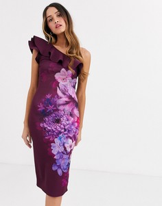 Платье-футляр сливового цвета с цветочным принтом Lipsy-Фиолетовый