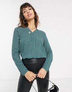 Зеленая блузка с цветочным/геометрическим принтом Esprit-Зеленый