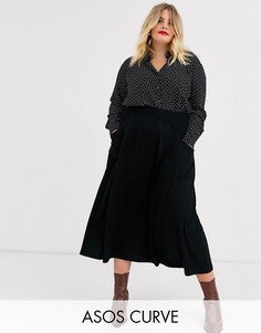 Юбка миди с карманами ASOS DESIGN Curve-Черный