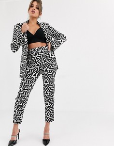 Узкие брюки с принтом ASOS DESIGN-Мульти