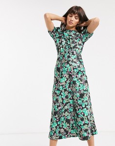 Чайное платье миди с цветочным принтом ASOS DESIGN-Мульти